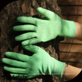 SRSAFETY precio barato muestra gratis verde pu mano de capa de guante